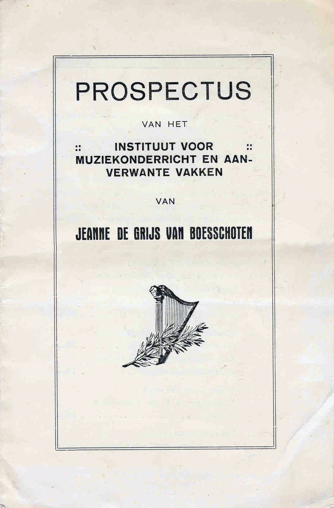 prospectus van de muziekschool van Jeanne de Grijs van Boesschoten